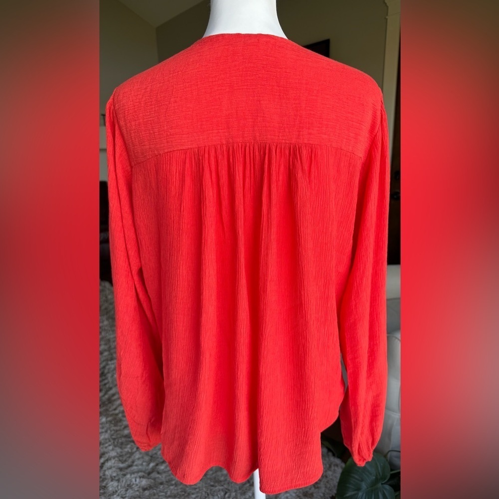 Free People XS Long Sleeve Coral Drapey Wrap Blouse - Picture 4 of 9
